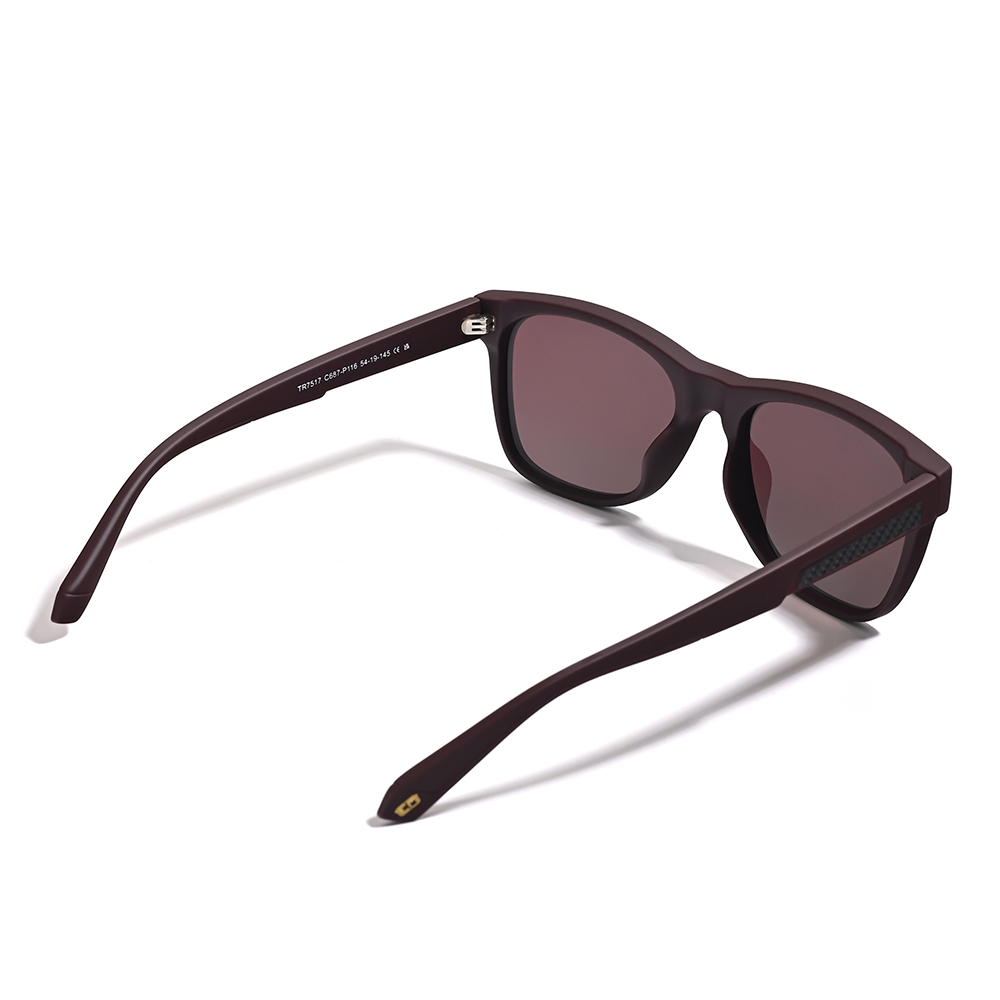 Aventus - Velour sunglasses shown from the back, featuring dark maroon velour frames and tinted lenses, designed for stylish sun protection and comfort.