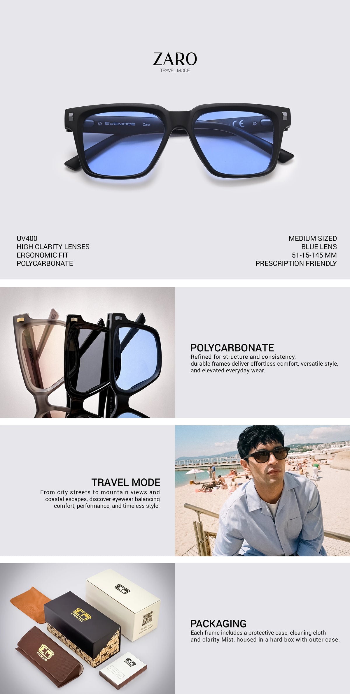 Blue rimless glasses image