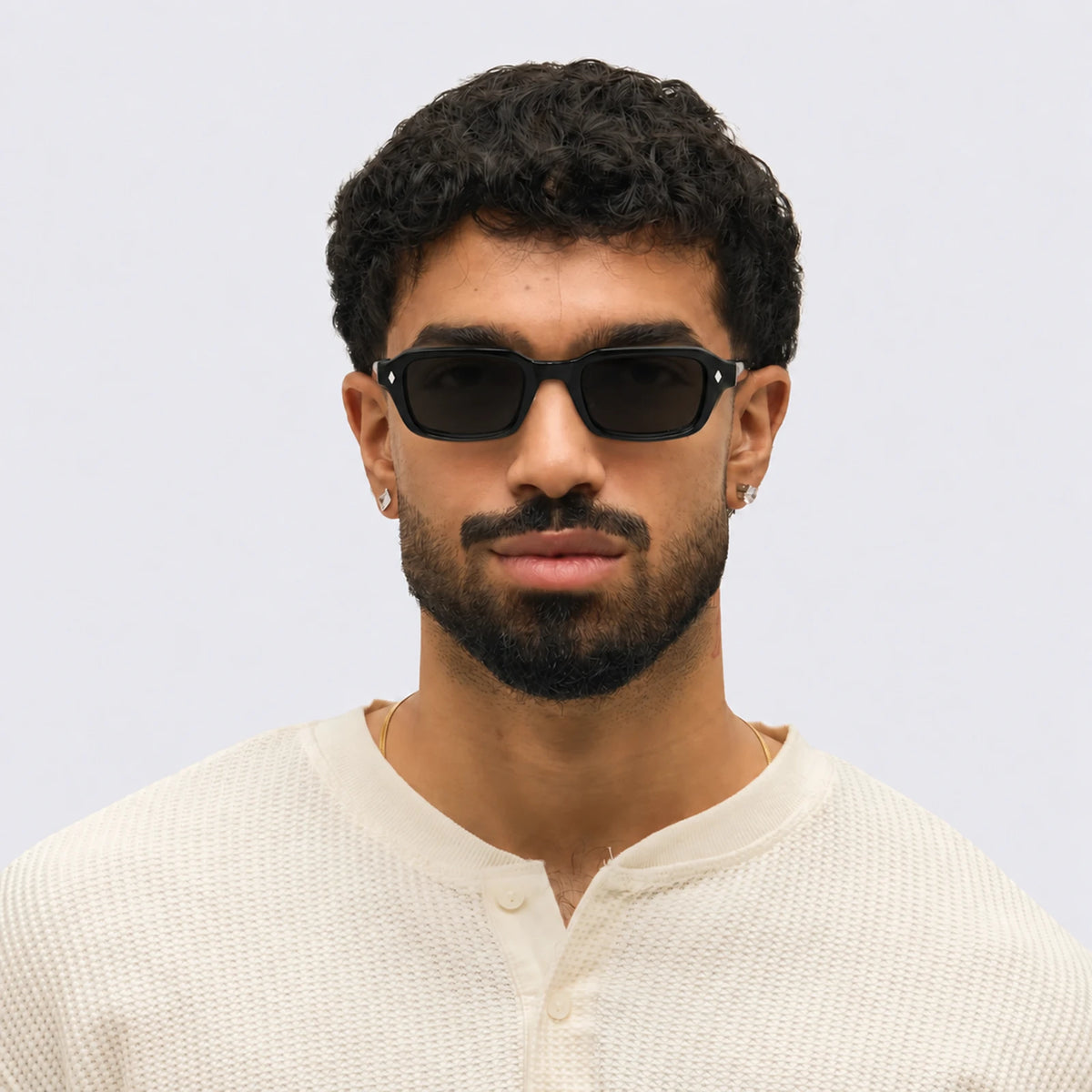 Elva Ink Black Sunglasses on Man