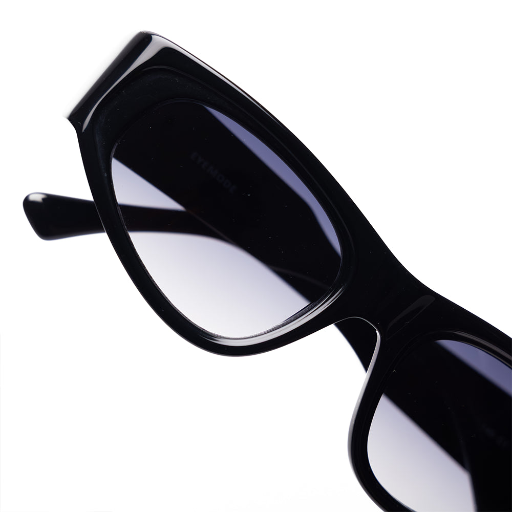 Sleek black sunglasses angled