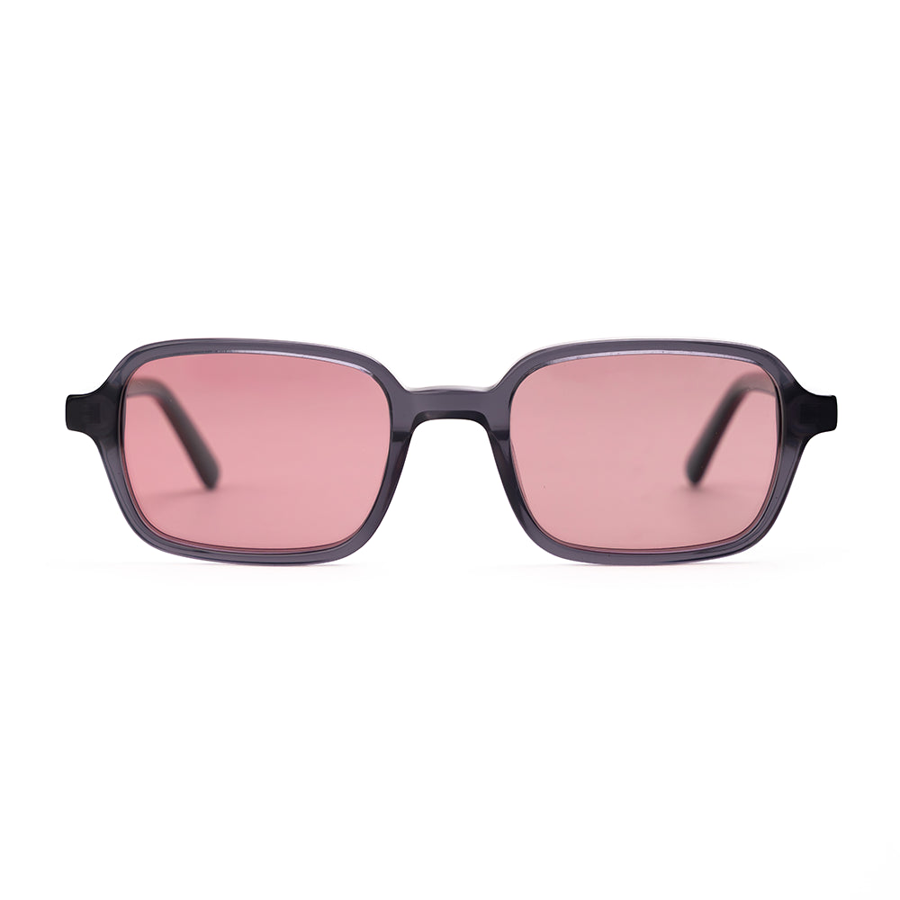 Soft pink square frame sunglasses with light tint (Vaune LimeGray2)