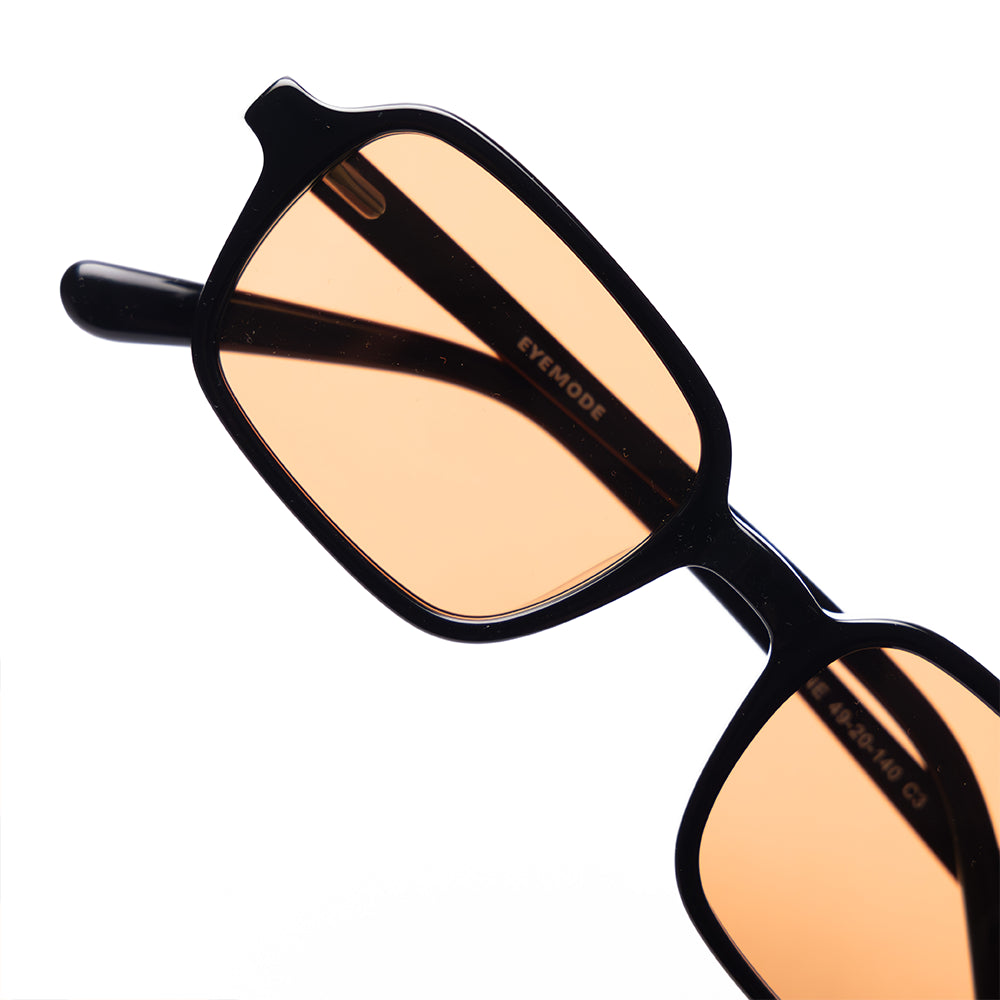 Oversized geometric sunglasses with amber lenses (Vaune SonisFlare4)