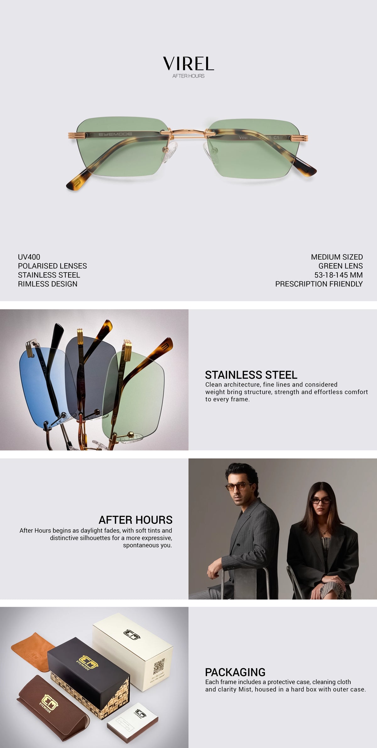 Green frame glasses product