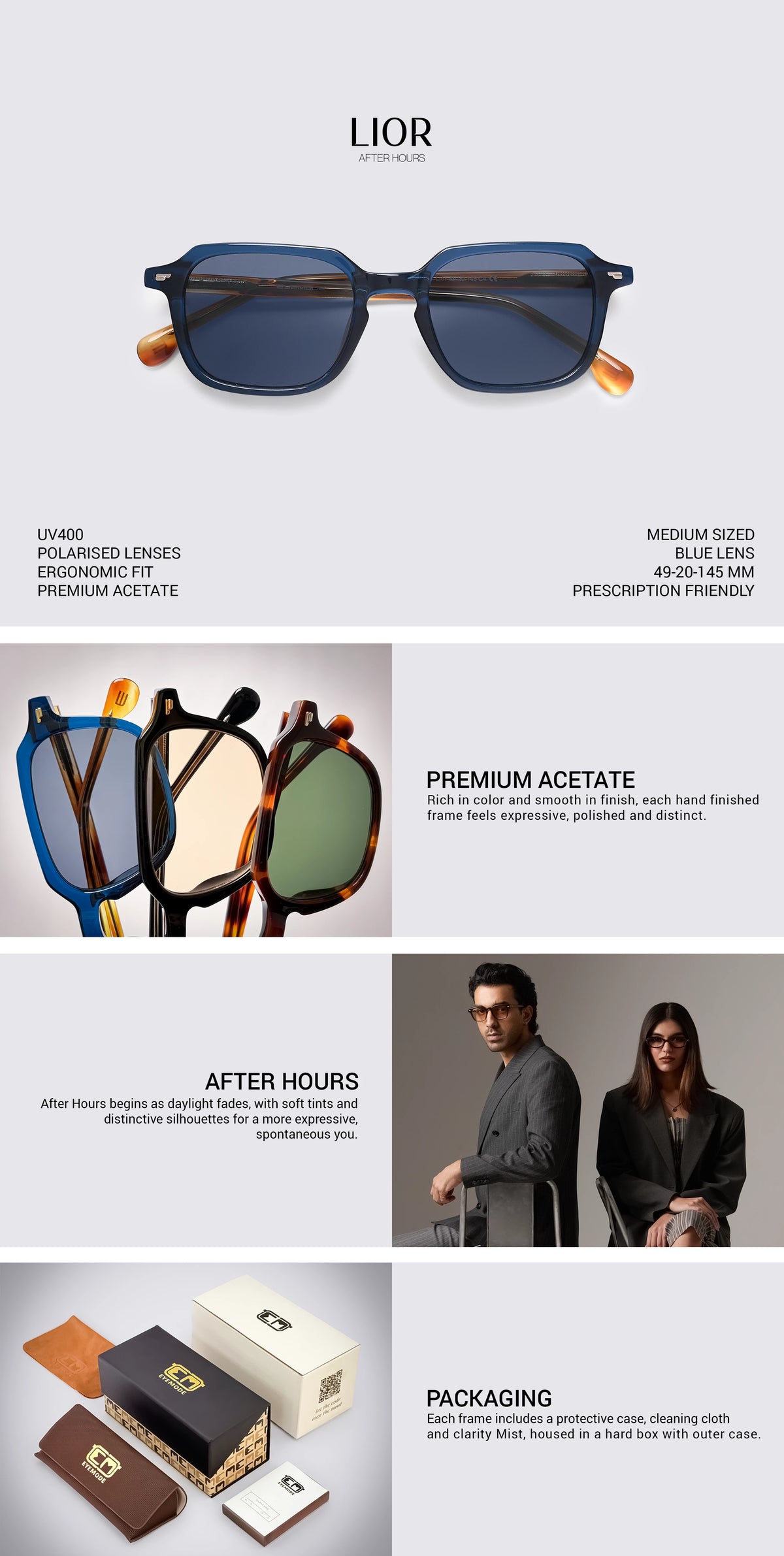 Blue Sunglasses Product Collage