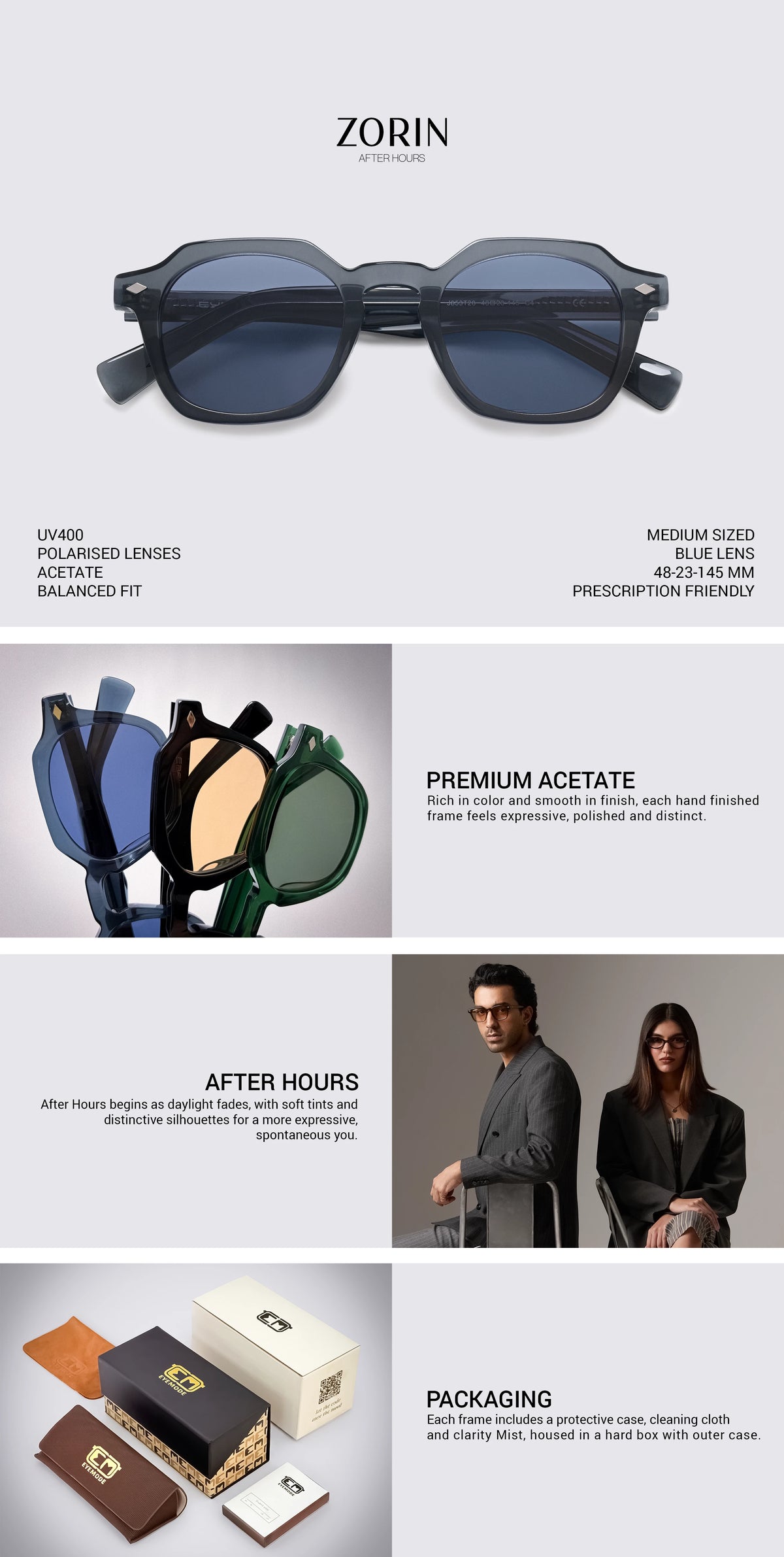 Blue rimless glasses product